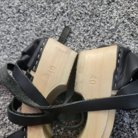 Loeffler Randall X Sven ankle tie clogs Black Leather 40 8.5 9 - Picture 9 of 13